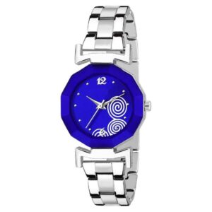 ladies metal watch silver blue
